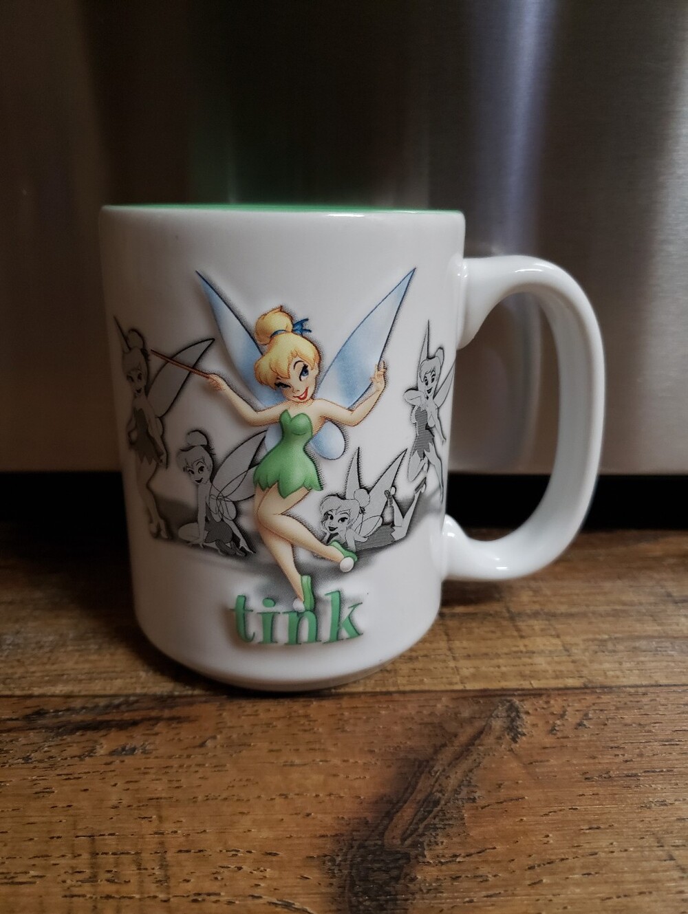 Disney Parks Tinker Bell Ceramic Mug - White with Green Accents